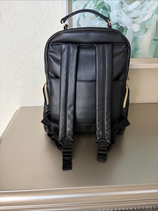 Karl Lagerfeld Black Quilted Backpack with Colorful Enamel Patches